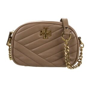 Tory Burch Taupe Quilted Camera Cross-Body